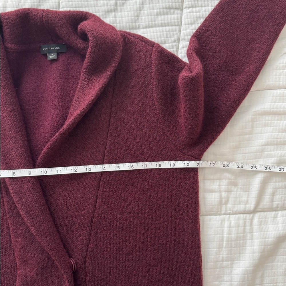 Ann Taylor burgundy long winter chic coat - Picture 5 of 8